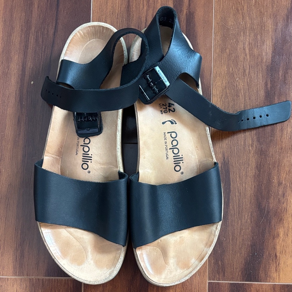 Papillio Black Leather Sandals size 42